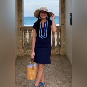 Sail to Sable Navy Dress with Light Blue Fringe Accent Size XS